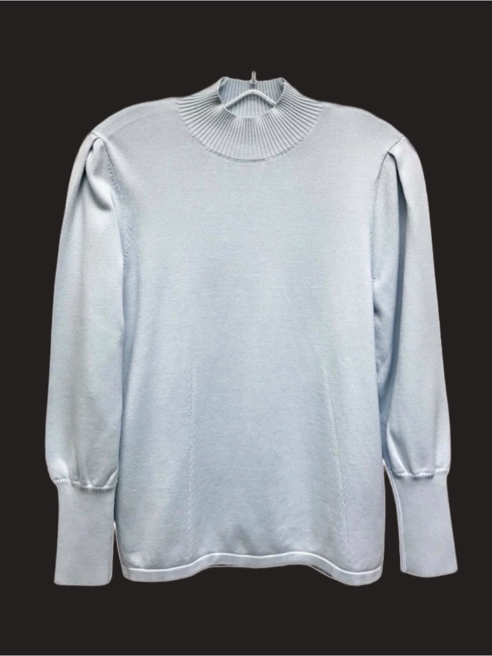 J. McLaughlin Light Blue Mock Neck Balloon Sleeves  Sweater Size S